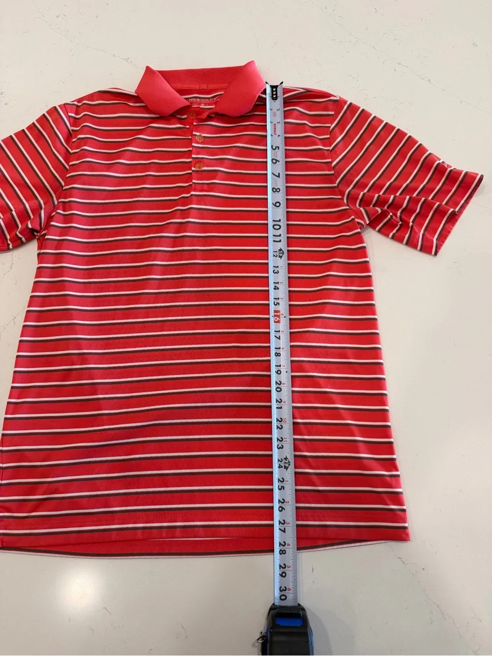 Nike Golf Men’s Dri-Fit Red Striped Performance Polo Shirt - Medium